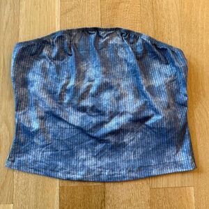 SHEIN Light Blue Ribbed Strapless Top